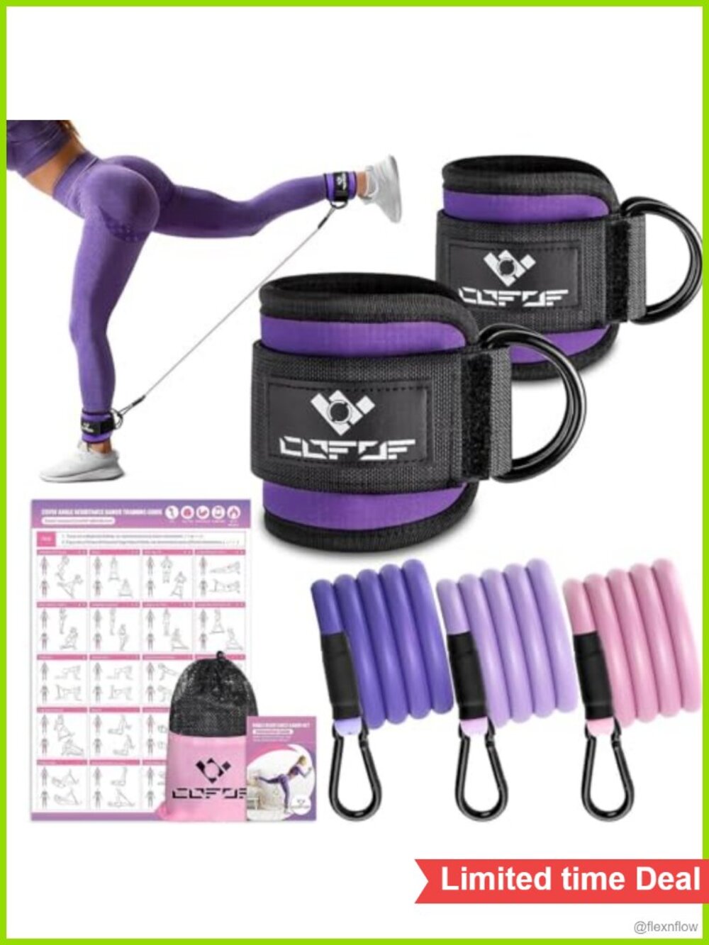 Ankle Resistance Bands with Cuffs & Poster Leg Exercise Equipment